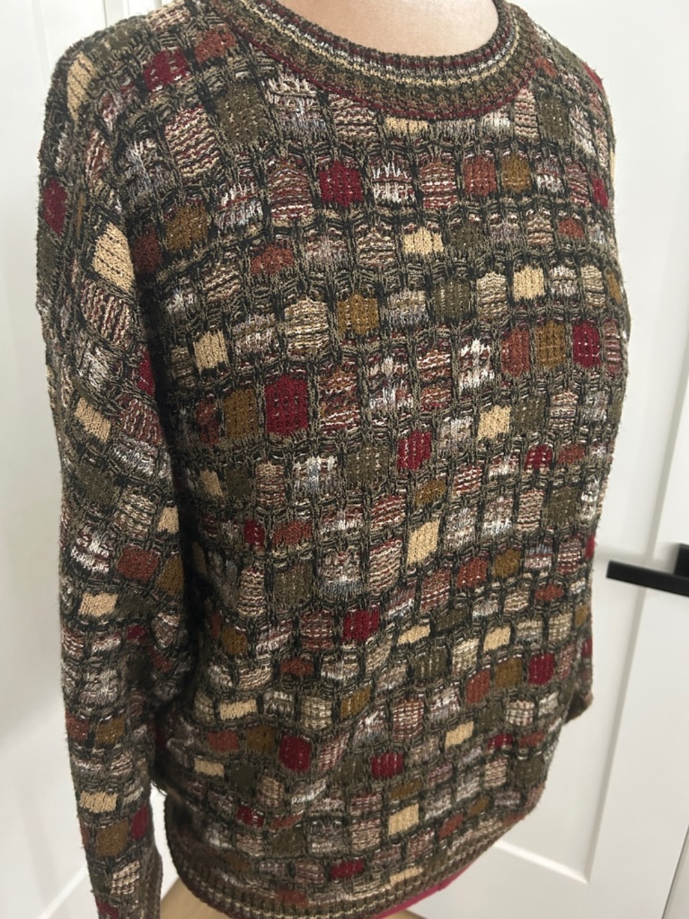 Vintage 80’s Geometric Weave Sweater by Prestige |Size Medium - Picture 3 of 14
